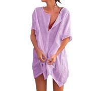 RegaliaKun Beach Cover Ups for Women Plus Size Button Down Shirts Beachwear Swimwear Bathing Suit Summer Coverups Dress 2025 Trendy Purple