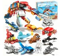 Regalini Fine Festa Compleanno Invitati,Pack of 12 Mini Animal Building Blocks - Children's Birthday Party Bags & Party Favours - Sea World Toy for Boys & Girls - Easter Gift & Birthday Gift