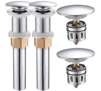 REGALMIX Pop Up Drain Without Overflow, Bathroom Sink Stopper for Vessel Vanity Sink 2 Pack Polished Chrome, All Metal - Big Cap Fit for Vessel or Undermount Sink, RM082A-P2