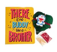 Regalo Casila Rakhi for Brother From Sister, Rakshabandhan Combo Set Special Greeting Card, Roli Chawal, and Doraemon Magnetic Rakhi, One Size, Silicone, no gemstone