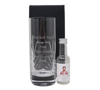 Regalo Engraved Crystal Highball Hiball Glass & Personalised Miniature Bottle of Alcohol Gift Set for 18th & 21st Birthday (Vodka, Mini Bottle/Birthday Photo Heart) 37.5% vol