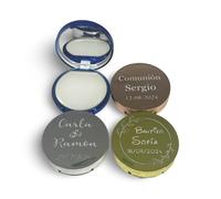 Regalo Grabado - 100 Custom Lip Balsams | with Mirror | Wedding, Communion, Christening Lip Balm | Vanilla Scented | 94/62/EC and GMP Certified | Units (100)