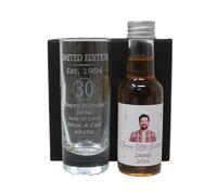Regalo Laser Engraved Est 1994 30th Birthday Shot Glass Set with Personalised Photo Miniature Alcohol Bottle Gift for Son's 30th Birthday | (Scotch Whisky/No Gift Box) 40% vol