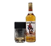 Regalo Personalised Captain Morgan Spiced Rum Gift Set with Engraved Dimple Tumbler Glass - Custom Name & Message Pirate Design - 35% ABV, 70cl (No Gift Box)