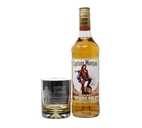 Regalo Personalised Captain Morgan Spiced Rum Gift Set with Engraved Dimple Tumbler Glass - Custom Name & Message Pirate Design - 35% ABV, 70 ardboard Gift Box)