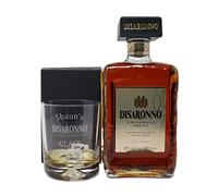 Regalo Personalised Dimple Glass Tumbler & 50 maretto Liqueur Set - Disaronno Design | Laser Engraved, Add a Name or Message | 28% ABV | 18+ (Cardboard Gift Box, Disaronno Amaretto 50cl)