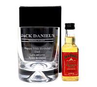 Regalo Personalised Dimple Glass Tumbler & Miniature - Banner Design (Fire Whiskey, Cardboard Gift Box)