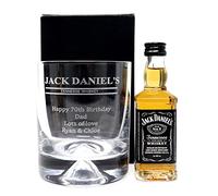 Regalo Personalised Dimple Glass Tumbler & Miniature - Banner Design (Tennessee Whiskey, Cardboard Gift Box)