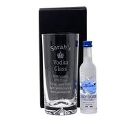 Regalo Personalised Dimple Highball Glass & Miniature - Vodka% Design (Original Goose Vodka 5cl, Cardboard Gift Box)