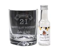 Regalo Personalised Engraved Birthday Age Glass Tumbler & Photo Balloons Miniature Bottle of Alcohol Gift Set | Dad's 40th | Mum's 50th | Grandad's 60th | Nan's 70th | (Vodka/No Gift Box) 37.5% vol