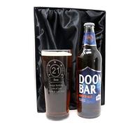 Regalo Personalised Engraved Birthday Pint Beer Glass Gift for Dad 40th & Grandad 60th. (Sharp's Brewery Doom Bar Amber Ale, Silk Lined Gift Box) 4.3% vol