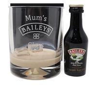 Regalo Personalised Engraved Dimple Glass Tumbler & Miniature - Baileys Design (No Gift Box)