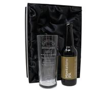 Regalo Personalised Engraved Pint Glass & Beer Gift Set - Established Birthday Design | 20oz Non-Nucleated Glass with Any Year & Message | 18+ (Silk Lined Gift Box, Hawkstone IPA 4.8% vol)