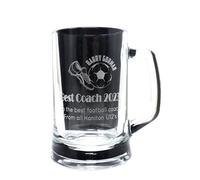 Regalo Personalised Engraved Pint Glass Tankard Beer Mug for Boys & Girls - Euros - England - Coach- Manager - Birthday - Football Design (No Gift Box)