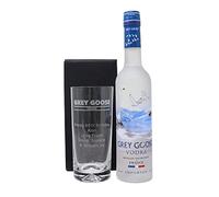 Regalo Personalised Grey Goose Vodka Gift Set - Engraved 300ml Highball Glass & 35 ottle - Custom Name & Message Banner Design - 40% ABV (Cardboard Gift Box)
