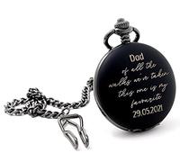 Regalo Personalised Matte Black Pocket Watch in Gift Box - Dad Walks. Father of The Bride Wedding Design (Front & Back & Gift Box Engraving)