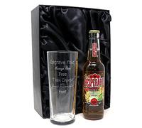 Regalo Personalised Pint Glass & Beer (Desperados Tequila Beer, Silk Lined Gift Box)