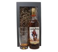 Regalo Rum% Design Glass & Captain Morgan 70 rey Gift Box) | Personalised 300 ml dimple highball glass with Captain Morgan Original Spiced Gold, 70 cl, 35% ABV. Presentation gift box.