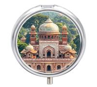 Regarding India Pill Box - 3 Compartment, Round Metal Pill Case with Mirror, Portable Medicine Holder for Purse/Wallet/Travel