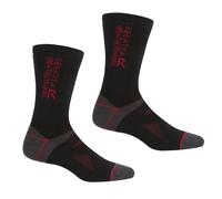 Adult's 2 Pair Wool Hiker Socks Black/Dark Red 9-12