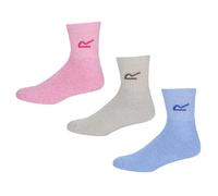Regatta 3 Pack Sports Socks Bright Blush Marl Size 3-8