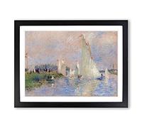 Regatta At Argenteuil By Pierre Auguste Renoir Classic Painting Framed Wall Art Print, Ready to Hang Picture for Living Room Bedroom Home Office Décor, Black A4 (34 x 25 cm)