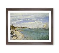 Regatta At Sainte Adresse By Claude Monet Classic Painting Framed Wall Art Print, Ready to Hang Picture for Living Room Bedroom Home Office Décor, Walnut A3 (46 x 34 cm)