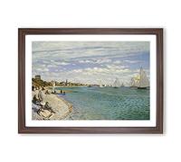 Regatta at Sainte-Adresse by Claude Monet Framed Print | A2 Walnut Framed Wall Art | Ready to Hang | Modern Historical Picture | Living Room Bedroom Lounge Office