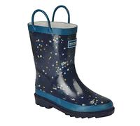 Regatta Boys Puddleduck Welly Printed Full Rubber Wellington Boots, Navy Floral Print, 10 UK Child
