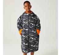 Regatta Children's Waterproof Changing Robe - Black Camo/Persimmon