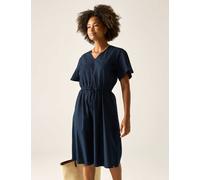 Regatta Elona Pure Cotton V-Neck Midi Waisted Dress Navy