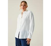 Regatta female Primevere II Cotton Rich Shirt with Linen - 14 - White, Green,White,Blue
