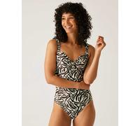 Regatta female Sakari Animal Print Padded V-Neck Swimsuit - 10 - Beige, Blue Mix,Beige,Navy Mix