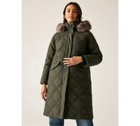Regatta Freyla Quilted Hooded Longline Parka Coat Green