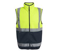 Regatta Full Zip Men's Yellow, Navy & Grey Contrast Stripe Hi-Vis Gilet, Size: S