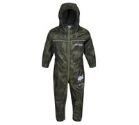 Regatta Great Outdoors Childrens Toddlers Puddle IV Waterproof Rainsuit (12-18m) (Cypress Green Camo)