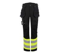 Regatta Hi-Vis X-Pro black/yellow holster slim fit stretch work trousers #TRJ480
