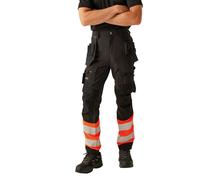 Regatta Hi-Vis X-Pro black/orange holster slim fit stretch work trousers TRJ480