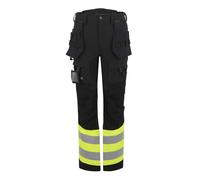 Regatta Hi-Vis X-Pro black/yellow holster slim fit stretch work trousers #TRJ480