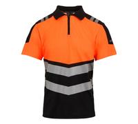 Regatta Men's Polo Shirt Professional Hi-Vis Black/Orange 3XL