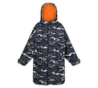 Regatta Kids Camouflage Waterproof Changing Robe - Black/Persimmon - 3-5 Years - Black/Persimmon - 100% Polyester