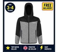 Regatta Kids Dissolver IX Hooded Full Zip Fleece Jacket Grey Black Age 3-4 Years