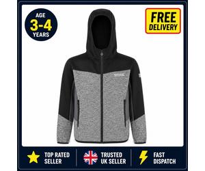 Regatta Kids Dissolver IX Hooded Full Zip Fleece Jacket Grey Black Age 3-4 Years