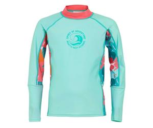 Regatta Kids Hoku II Long Sleeve UV Protect Rash Vest - Aruba Blue Peach Bloom - 11-12Yrs