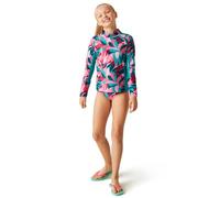Regatta Kids Quick Drying Hoku II Swim Top Tahoe Blue Tropical Leaf Print, Size: 3-4yrs