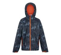 Regatta Kids Lever II Camo Waterproof Jacket - Navy/Tangerine Tango - Navy/Tangerine Tango - 3-4 Years