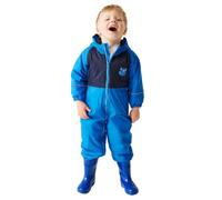 Regatta Kids Mudplay III Waterproof Puddle Suit Hooded Reflective Breathable Rainsuit Blue