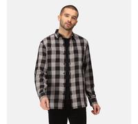 Regatta Men's Super Soft Lance Long Sleeved Checked Shirt Black Dark Grey Check