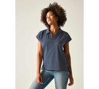 Regatta Lorana Pure Cotton Striped Collared Top Navy Mix
