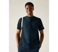 Regatta Lovrey Cotton Linen Blend Short Sleeve Shirt Blue